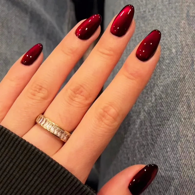 Red Cat-Eye Press-On Nails