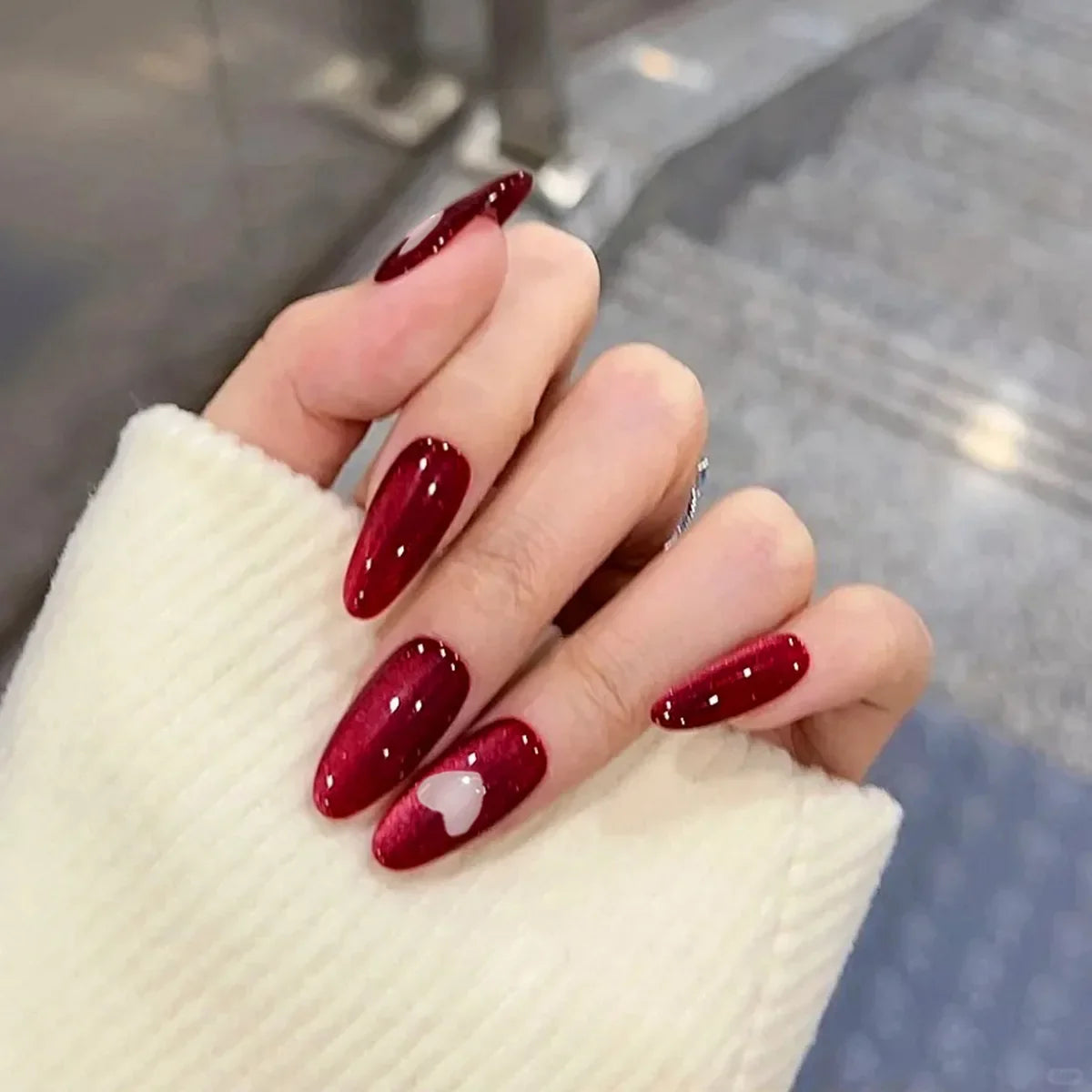 Red Cat-Eye Press-On Nails