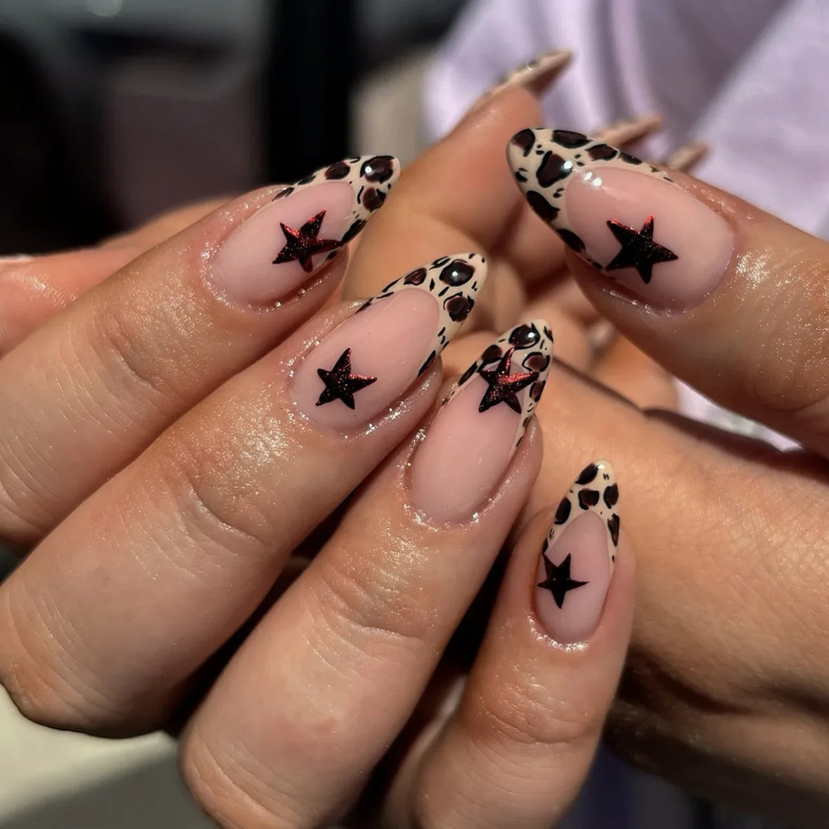 Leopard Bow & Pearl Press-On Nails