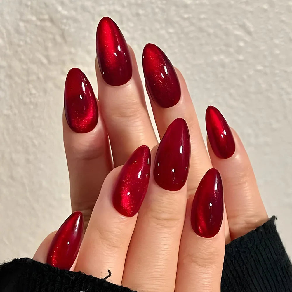 Red Cat-Eye Press-On Nails