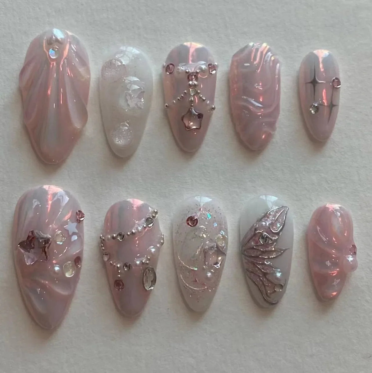 Pink Bow & Pearl Press-On Nails