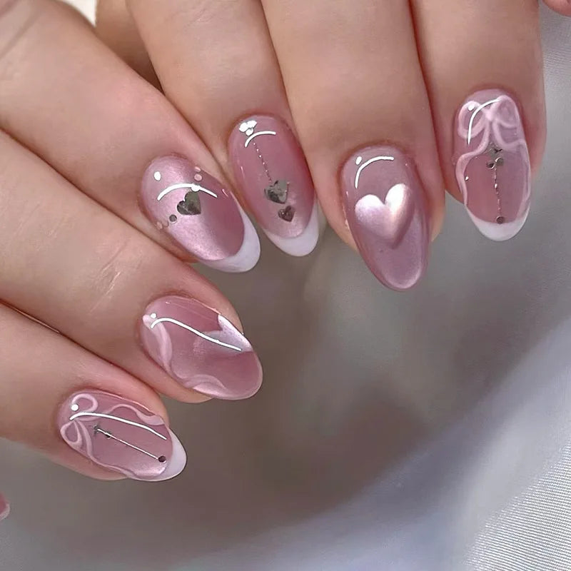 Red Cat-Eye Press-On Nails