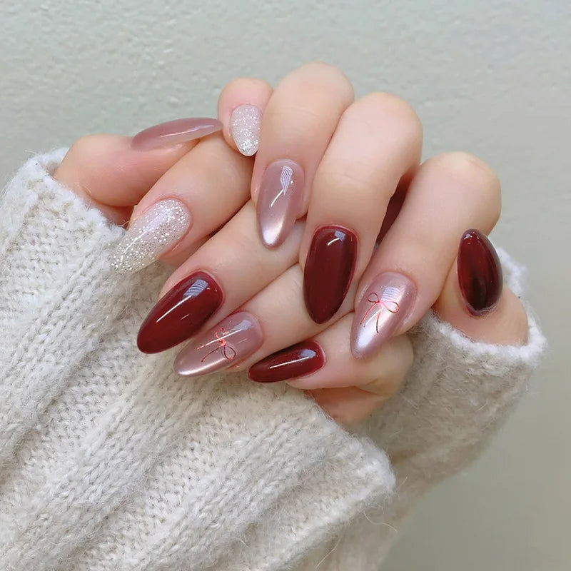 Red Cat-Eye Press-On Nails