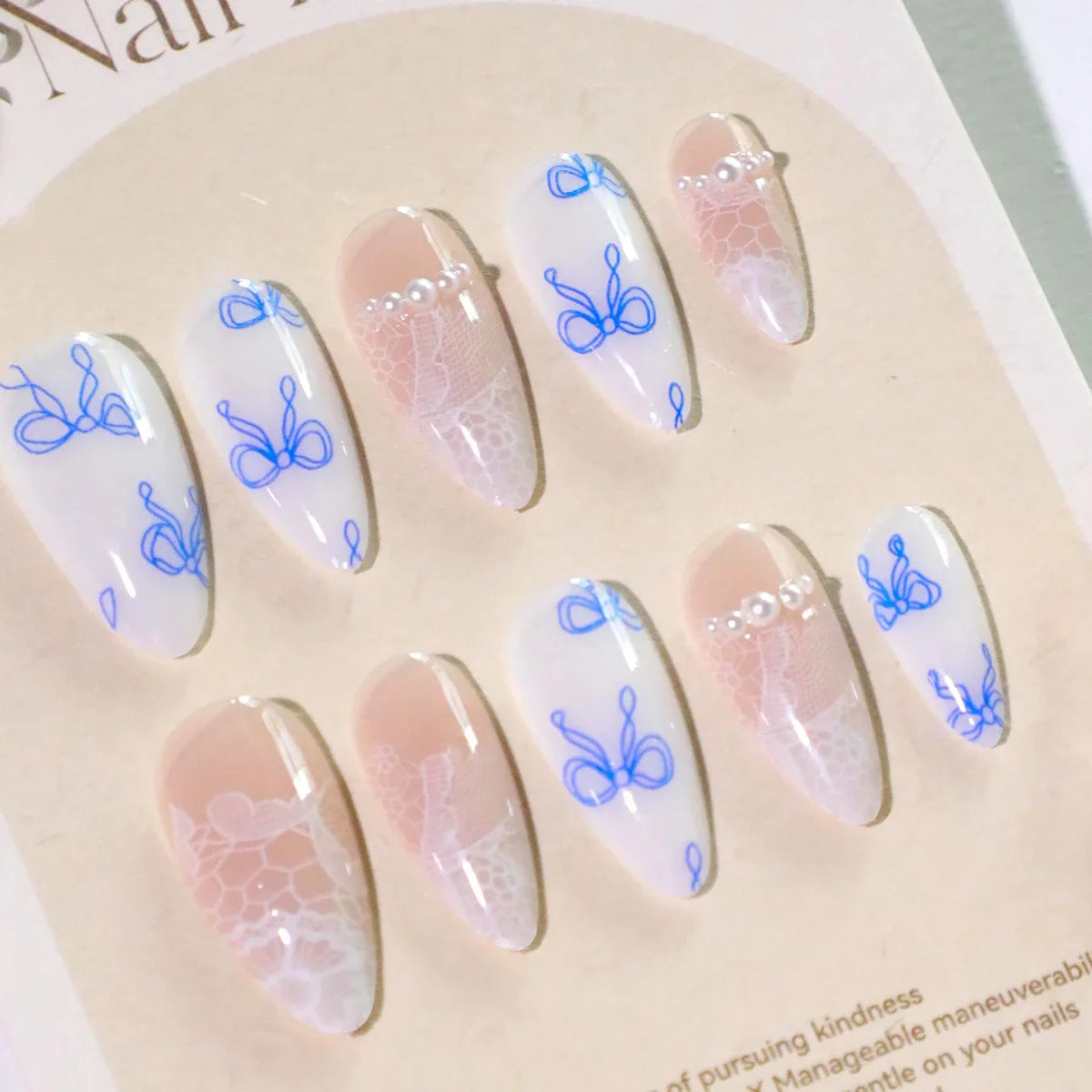 Pink Bow & Pearl Press-On Nails
