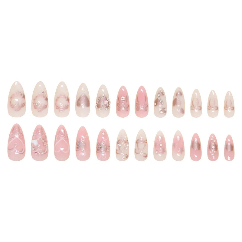 Pink Bow & Pearl Press-On Nails