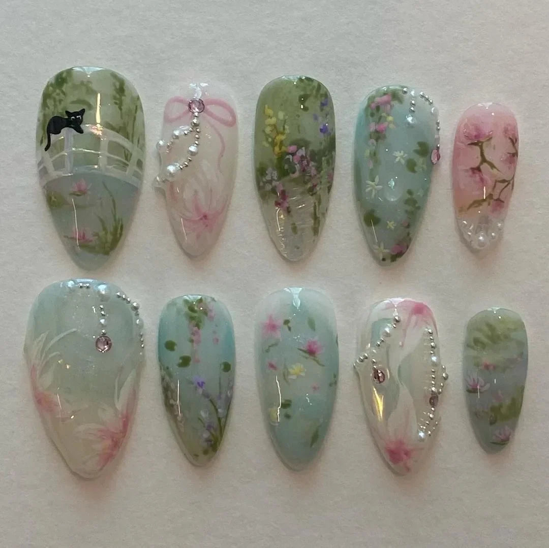 Pink Bow & Pearl Press-On Nails