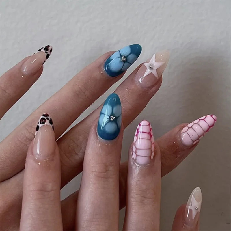 Leopard Bow & Pearl Press-On Nails