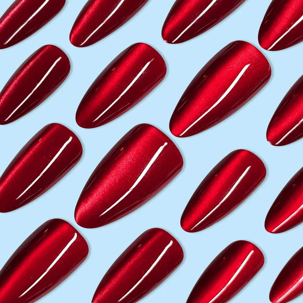 Red Cat-Eye Press-On Nails