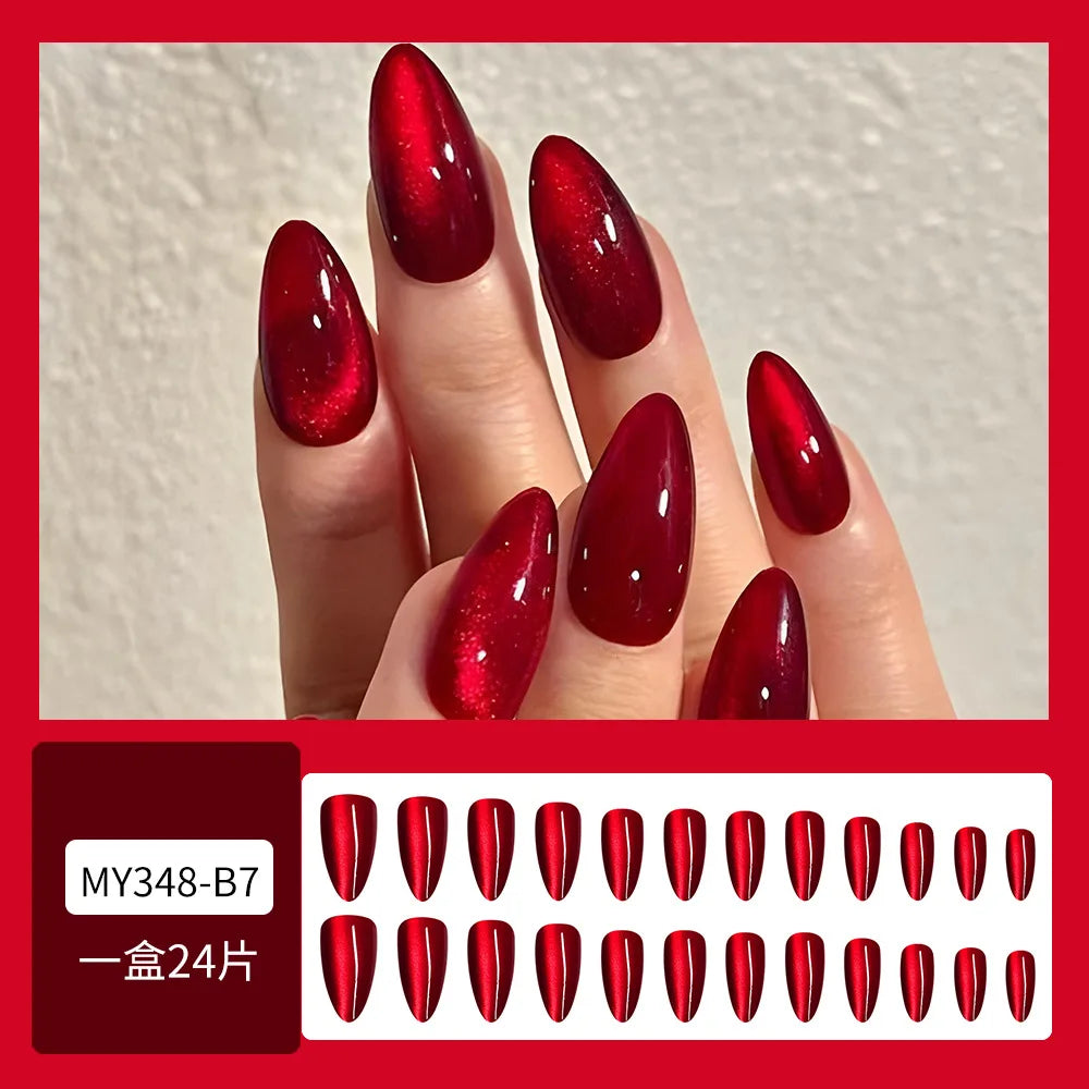 Red Cat-Eye Press-On Nails