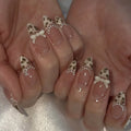 Leopard Bow & Pearl Press-On Nails
