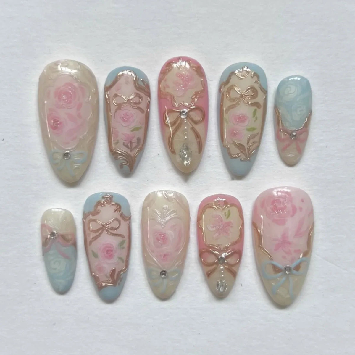Pink Bow & Pearl Press-On Nails