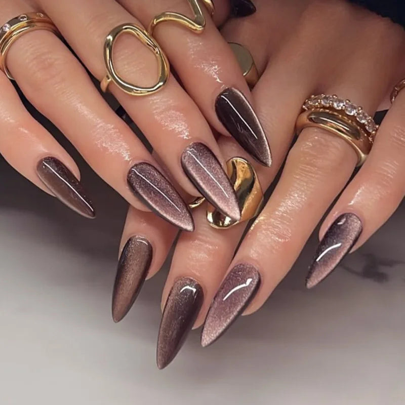 Red Cat-Eye Press-On Nails